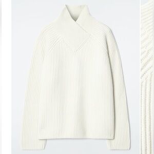 COS Wrap-Collar Merino Wool Sweater M